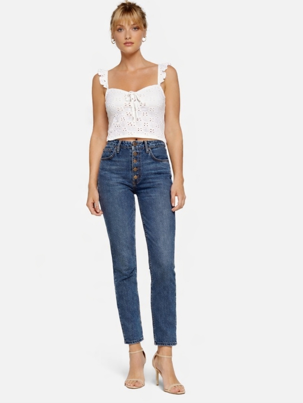 Reformation Winona Mid Rise Button Fly Jeans In Baltic Size 25